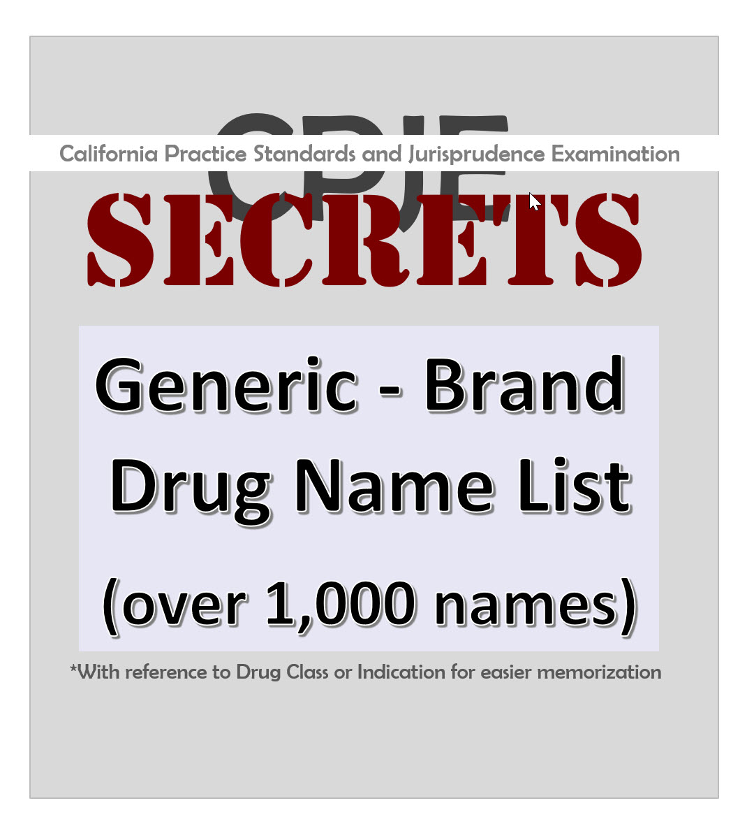 +1,000 GenericBrand Drug Name List CPJE Secrets by Esther Grifoll